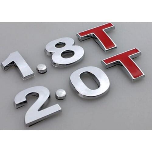 1.8T 2.0T Emblem Sticker Chrome Car Body Rear Fender Tail Badge for Golf GTI MK4 Jetta Passat Beetle A3 A4 A5 A6 TT Car Styling