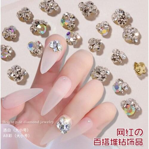 10PCS Nail Accessories 3D Charms Pile Alloy Diamond Ornaments Small/Large Size Rhinestone Metal Jewelry Gems for Manicure/DI#32