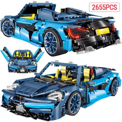 2655pcs LOZ 1:10 City vehicle Technical Mini Bugatti Racing Car MOC Model Building Blocks Bircks education Toys For kids Gifts