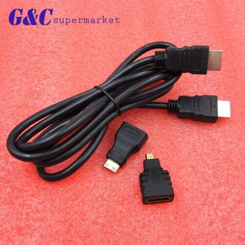 3 in 1 HD High Speed HDMI to Mini/Micro HDMI Adapter Cable For Mobile Phone PC Camera TV HDMI to HDMI Cable+2 diy electronics