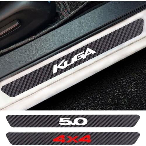 4PCS Car Door Sill Anti kick Stickers Carbon Fiber Auto Door Sticker For Ford 5.0 GT 4X4 TAURUS ST SPORT TRAC MONDEO KUGA KA