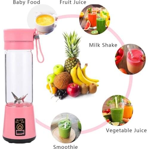 6-Blade Portable Home USB Rechargeable Electric Fruit Extractor Juice Blender Smoothie Maker Blender Machine