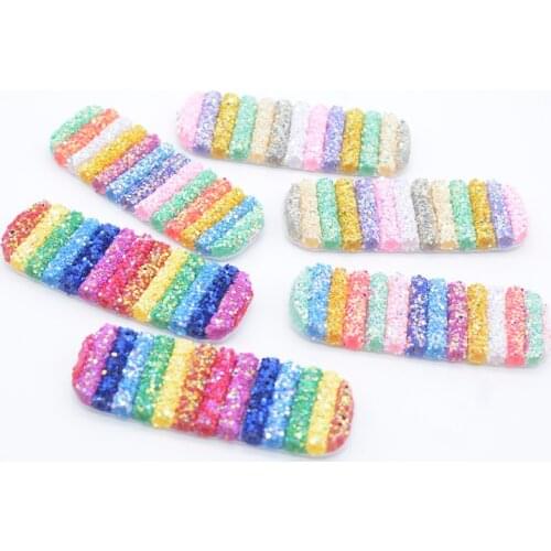 6Pcs 8CM Bling Rainbow Sequin Pipe Square Clip Applique for DIY Girl Headwear Hairgrip Hair Clips Cover Decor Accesssories L49