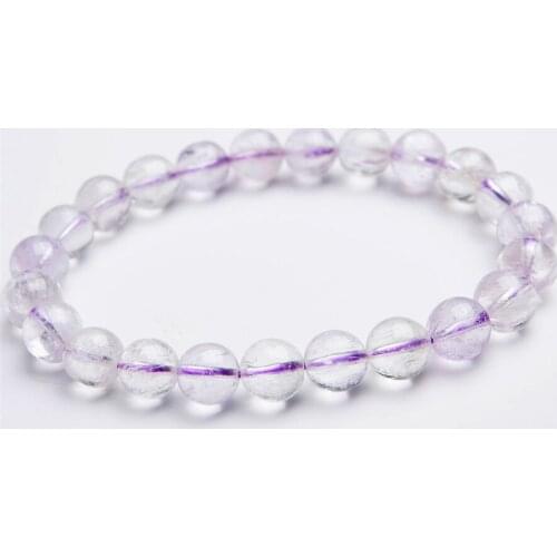 Genuine Natural Stone Kunzite Gems Crystal Quartz Fashion Jewelry Stretch Round Beads Crystal Stone Bracelet Drop Shipping 8mm