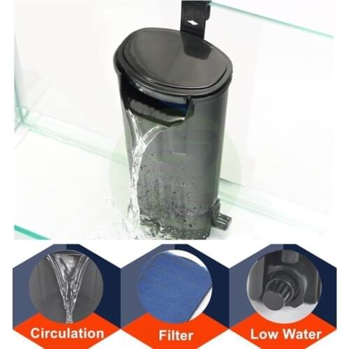 5W Plastic Low Water Aquarium Internal Filter Fish Tank Hanging Waterfall Filter Water Circulation For Fish Turtle Reptile Tank