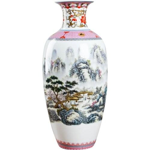 Antique Jingdezhen Vintage Eggshell Ceramic Vase Desk Accessories Crafts Pink Flower Traditional Porcelain Chinese Vase