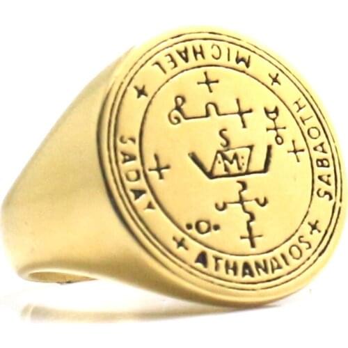 Archangel Michael Protection Amulet 316L Stainless Steel Golden Catholicism Ring
