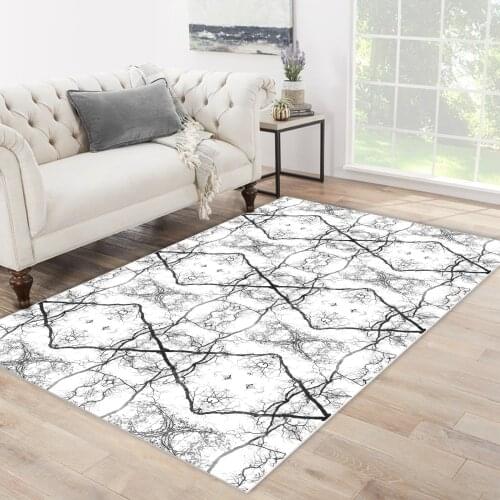 White grey color black ethnic quadrangular patterned carpet modern carpet living room bedroom rug free shipping soft textured