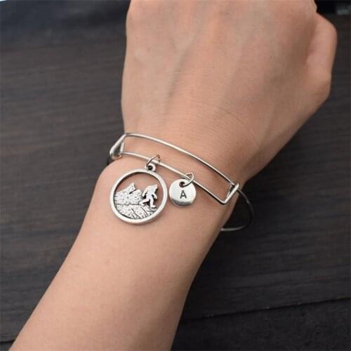 12pcs Bigfoot Mountain Bracelet with Letter Pendant Sasquatch Jewelry