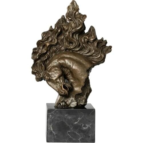 Bronze Horse Head Statue Animal Bust Sculpture Art Villa Home Office Decorative Ornaments