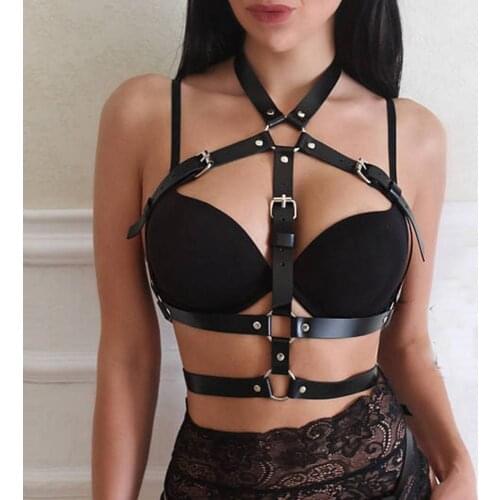 Harness Bra For Women Gothic Black Leather Bdsm Bondage Sexy Lingerie Top Chest Waist Belt Suspender Belt Erotic Breast Harness