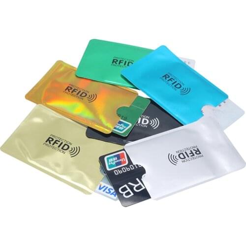 8 pcs Mix Anti RFID Wallet Blocking Reader Lock Bank Card Holder Id Bank Card Case Protection Metal Credit NFC Holder Aluminium