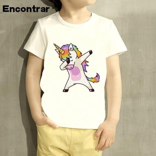 Toddler Harajuku Dabbing Unicorn Design Baby Boys/Girl T Shirt Kids Funny Short Sleeve Tops Children Cute T-Shirt,HKP2197