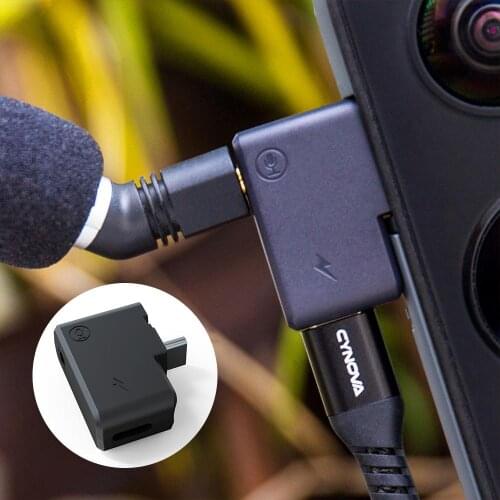 For Insta360 ONE X2 Charging Audio Adapter Dual 3.5mm USB-C Adapter