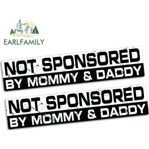 EARLFAMILY 15cm x 3.2cm NOT SPONSORED Sticker Vinyl JDM Funny Bumper Car Truck 4x4 Race Bike Decal Car Stickers 2pcs