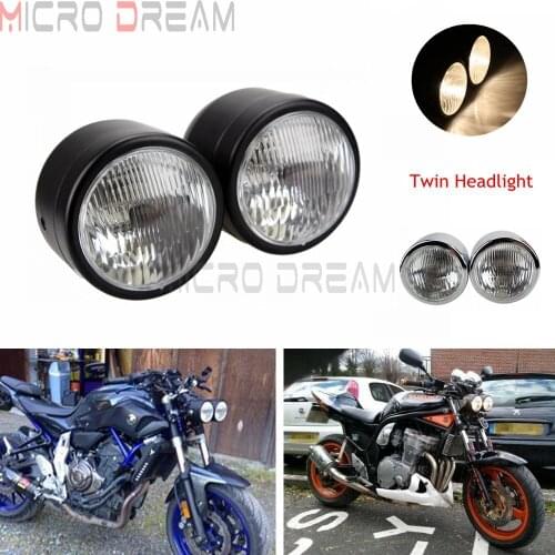 Black Round Dominator Dual Motorcycle 3.5" Headlights Twin Headlamp Dirt Bike For Honda Yamaha Custom Bobber Suzuki DR RM 250