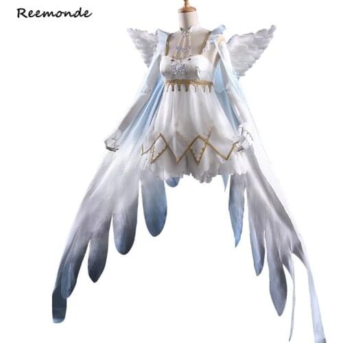 Anime Card Captor Lolita Cosplay Costume Sakura Princess White Wing of Snow Dress Fancy Halloween Party Synthetic Wig Woman Girl