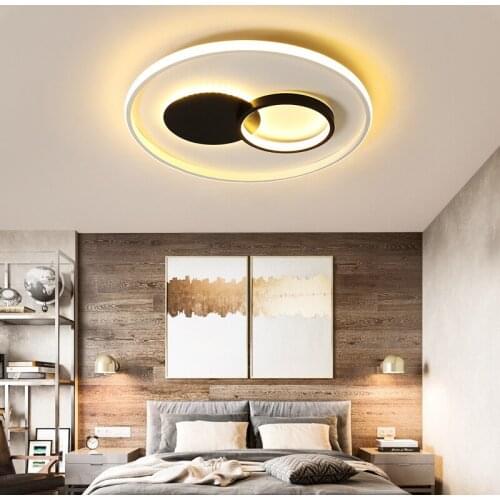Nordic Creative Ceiling Light ultra-thin Warmly Simple Modern Circle Ring Bedroom Living Room Black & White Acrylic Led Lighting