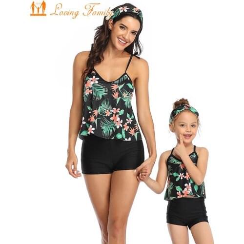 Mother Daughter Bathing Suit Swimwear Family Matching Beachwear High Waist Swimsuit Bikini Set Women Girl Men Boy Beach Shorts