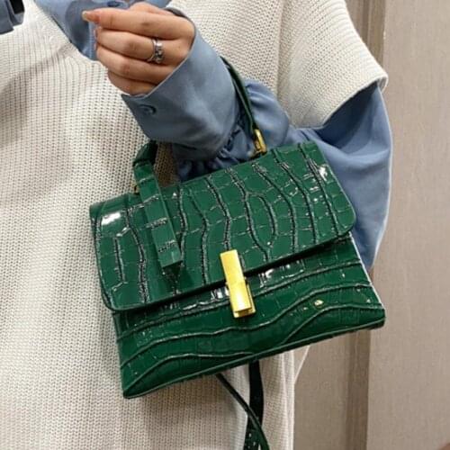 Crocodile pattern Square Tote bag 2020 New High-quality Patent Leather Womens Designer Handbag Vintage Shoulder Messenger Bag