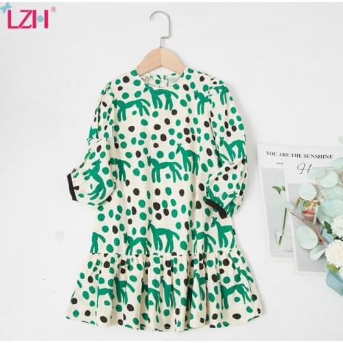 LZH 2021 Children Clothes Girl Autumn Dresses For Kids Costume 2-6 Years Printing Girls Clothing Long Sleeve Toddler Kids Dress