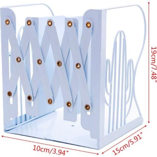 Cactus Metal Retractable Bookends Support Stand Holder Shelf Bookrack Organizer School Office Supplies