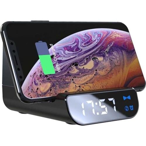 Multifunctional Power Bank Bluetooth Loudspeaker Alarm Clock Wireless Charger QJY99
