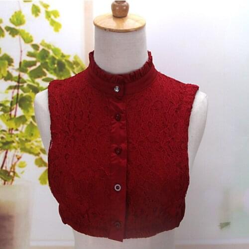 Fashion 2021 Women Lace Fake Collar Blouse Vintage Detachable Shirt Collar False Collar Lapel Blouse Women Clothes Accessories