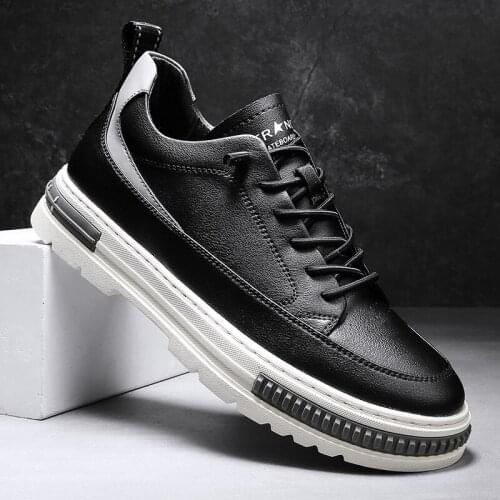 Mens Shoes Fashion White Casual Shoes Trend Low Help Fashion Sneakers Men Comfortable Leather Fashion Sneakers