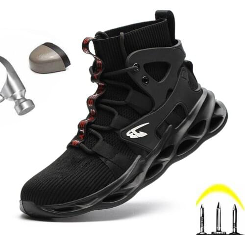 2021 New Work Safety Shoes Light and Comfortable Mid-Cut Boots Protective Men Sneakers With Steel Toe Cushion Anti Slip Shoes