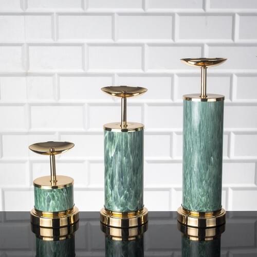 Venice pcs Set Candleholder Set Pipe Model Green Marble