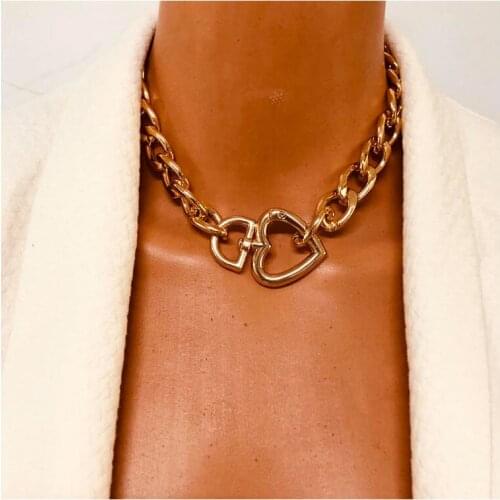 HaHaGirl High Quality Punk Lock Choker Necklace Pendant Women Collar Statement Brand Gold Color Chunky Thick Chain Necklace punk