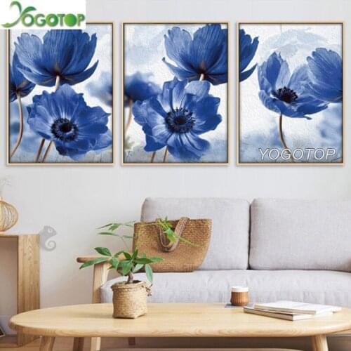 Full Square Round Diamond Painting Blue Flowers Embroidery Mosaic diamond Picture Rhinestone Pastoral style for home decor ML896