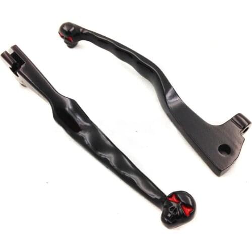 Skull Brake Clutch Handle Levers For Yamaha Virago XV 250 535 700 750 1000 1100 V-Star Motorcycle Billet Black / Chrome