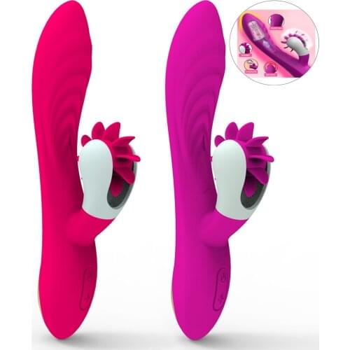 Sex Oral Tongue Licking Vibrator 10Speed Rotation Vibrating Double Motor G Spot Dildo Vibrators Clitoris Stimulator Sex Toy