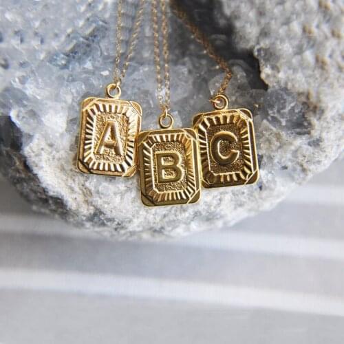 Todorova A-Z 26 Initials Pendant Letter Necklace For Women Men Gold Golor Square Alphabet Charm Necklace Dropshipping Jewelry