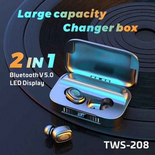 2 in 1 TWS Bluetooth 5.0 Earphones with Charging Box Wireless Headphone 9D Stereo Sports Earbuds Headsets With Microphone