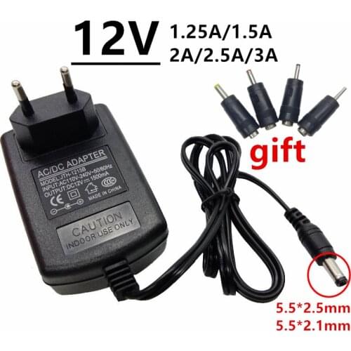12V Universal EU AU UK US plug 12V 1.25A 1.5A 2A 2.5A 3A 1500mA AC/DC Adaptor Power Adapter Supply 12 Volt Converter Transformer