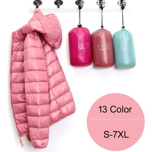 Windproof Padded Parkas Female Portable Outerwear Women Winter Coat Ultralight Duck Down Thin Jacket Hooded Puffer Jackets
