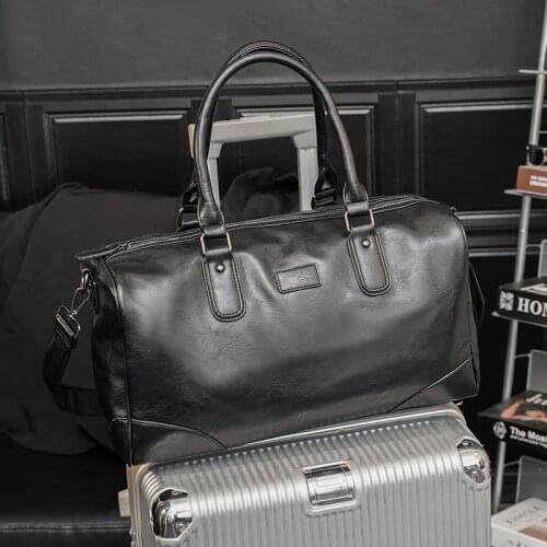 Large Capacity Mens Boarding Travel Bag Business Men Shoulder Bag PU Leather Handbags Luggage Duffle Tote Male Weekend Bags