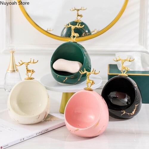 Bathroom Supplies Soap Box Golden Elk Drain Rack Household Rack Storage Tools Bathroom Decoration Accessories Rack Soap Box