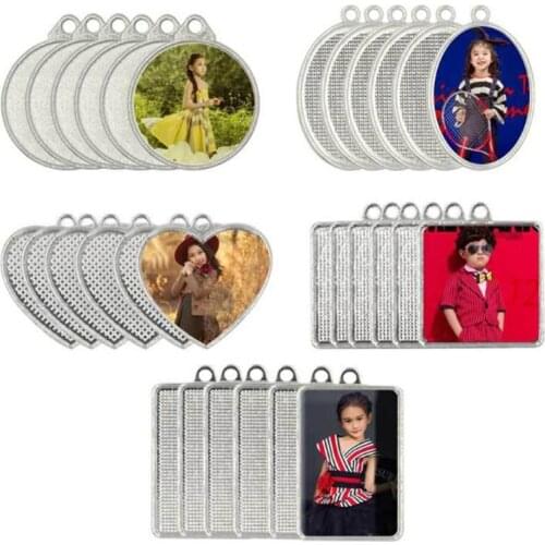 100Pcs 5 Styles Double Sided Pendant Trays With Bright Glass Cabochon Dome Tiles for Crafting DIY Jewelry Gift Making
