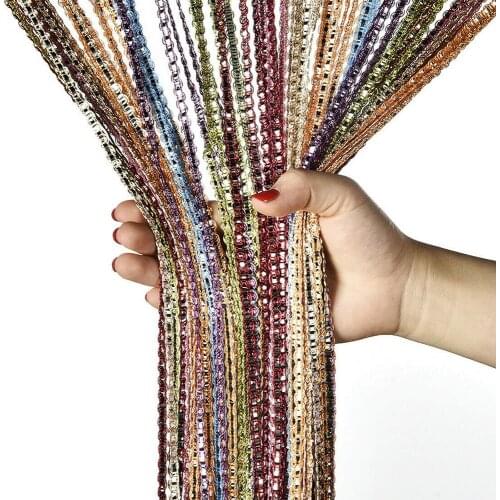 100x200cm Curtain Shiny Tassel Line Living Room Curtains String Door Divider Drape Living Room Decor Valance Home Decoration