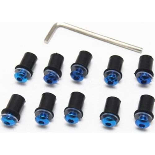 10x Blue Universal Motorcycle Windshield Bolts Screw Nuts Screw Kit Scooter
