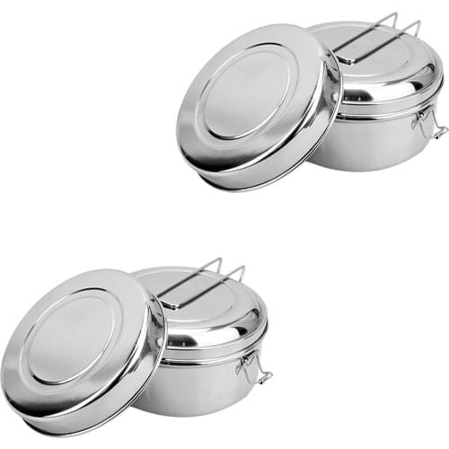 2x Small/Large Food Box Stainless Steel Mess Kit BBQ Container For Outdoor