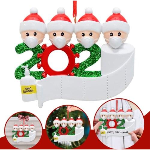 Behogar 2020 Christmas Ornament Tree Party Decoration Resin Personalized Family of 4 Hanging Xmas Santa Gifts For Home Supplies