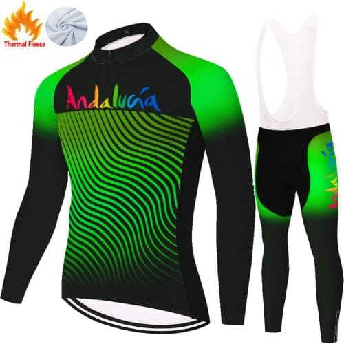 Andalucia Winter Thermal Fleece Jersey Ropa Para Cycling Clothing Conjunto Masculino Tricota Ciclismo Hombre Completo Ciclismo