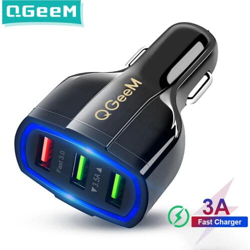 QGEEM QC 3.0 3 USB Car Charger Quick Charge 3.0 3-Ports Fast Charger for Car Phone Charging Adapter for iPhone Xiaomi Mi 9 Redmi