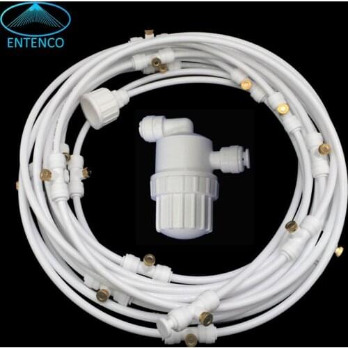 L001 9m White Water Pipe Outdoor Garden Water Mist System with 11 pcs Aeroponic Misting Nozzles