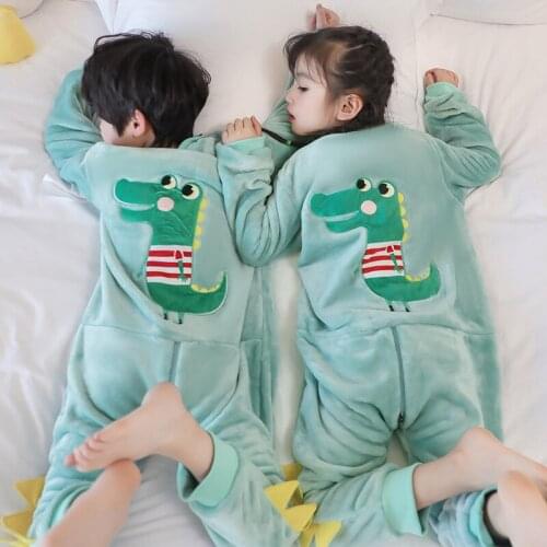 Kids winter one-piece pajamas dinosaur sleepwear for boys girls pajamas baby costume Kids Toddler Sleepwear Jumpsuit